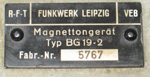 Magnetband-Gerät BG19-2; Funkwerk Leipzig, (ID = 106030) Sonido-V