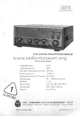 Normverstärker 75W; Funkwerk Zittau, VEB (ID = 1593153) Ampl/Mixer