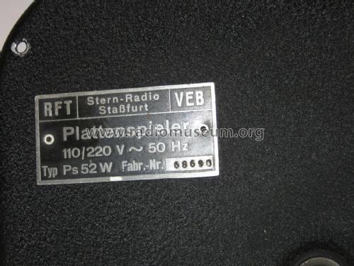 Plattenspieler Ps52W; Funkwerk Zittau, VEB (ID = 2204626) Ton-Bild