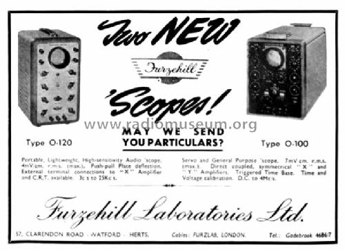 High-sensitivity Audio Oscilloscope O-120; Furzehill (ID = 1532091) Equipment