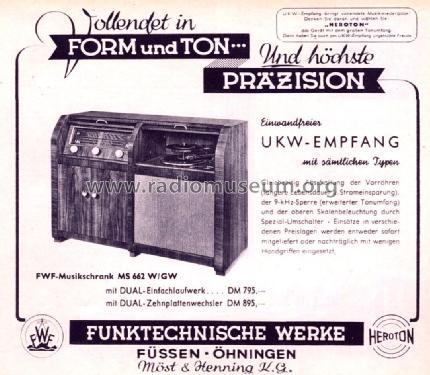 Musik-Schrank MS662W; FWF, Funktechnische (ID = 2643454) Radio