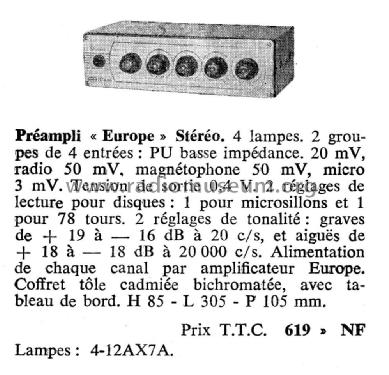 Préamplificateur Stéréo Europe ; Gaillard; Paris (ID = 2511414) Ampl/Mixer