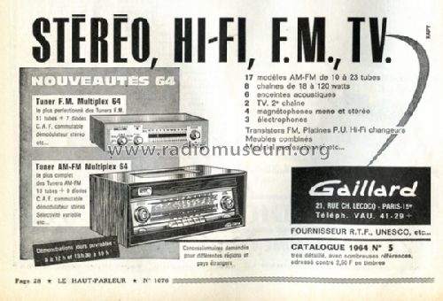 Tuner FM Multiplex 64; Gaillard; Paris (ID = 2055374) Radio