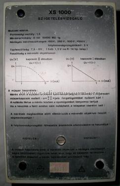 Isolation Meter XS-1000; GANZ Árammérögyár; G (ID = 1921628) Equipment