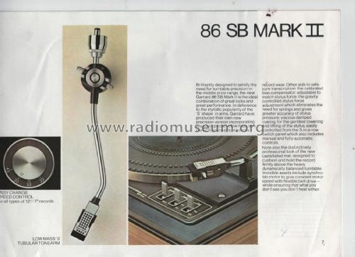 86 SB Mark ll ; Garrard Eng. & Mfg. (ID = 2091907) R-Player