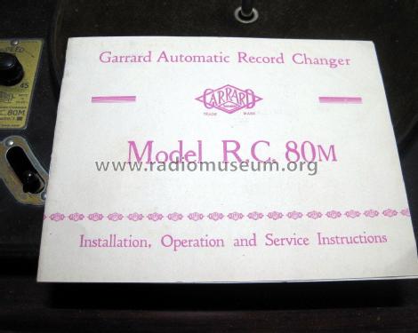 Automatic Record Changer R.C. 80M ; Garrard Eng. & Mfg. (ID = 2091729) R-Player