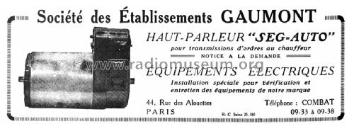 Haut-parleur SEG-Auto ; Gaumont, Radio-Seg; (ID = 2323693) Speaker-P