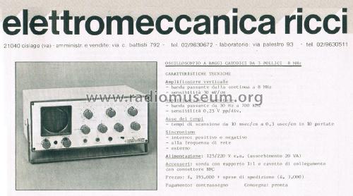 Oscilloscopio a Raggi Catodici da 3 Pollici 8 MHz; Gavazzi, Carlo, (ID = 2792540) Equipment