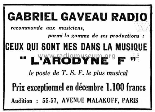 Arodyne F; Gaveau-Radio; Paris, (ID = 2651460) Radio