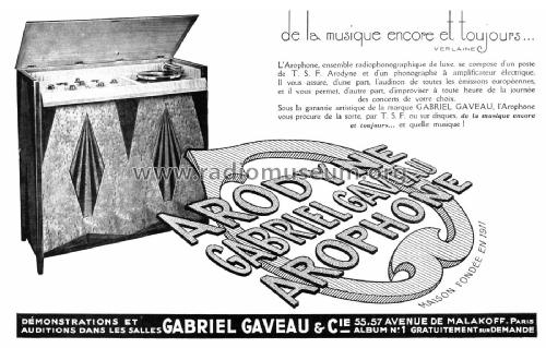 Arophone Ensemble Radiophonographique ; Gaveau-Radio; Paris, (ID = 2651381) Radio