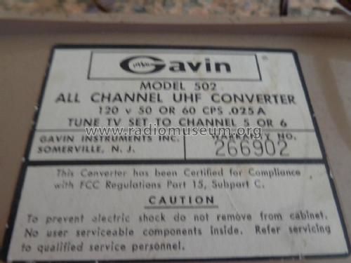 All Channel UHF Converter 502; Gavin Instruments (ID = 1840463) Converter