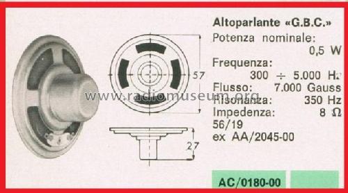 Altoparlante AC/0180-00 56/19; GBC; Milano (ID = 3092699) Speaker-P