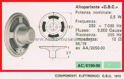 Altoparlante AC/0190-00 56/19; GBC; Milano (ID = 3092688) Speaker-P