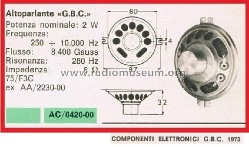 Altoparlante AC/0420-00 75/F3C; GBC; Milano (ID = 3092988) Speaker-P