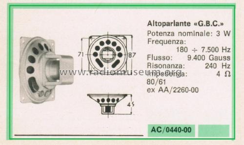 Altoparlante AC/0440-00 80/61; GBC; Milano (ID = 3094659) Speaker-P