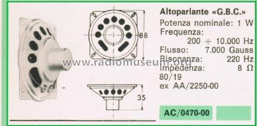 Altoparlante AC/0470-00 80/19; GBC; Milano (ID = 3094747) Lautspr.-K