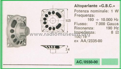 Altoparlante AC/0550-00 100/19; GBC; Milano (ID = 3095210) Speaker-P