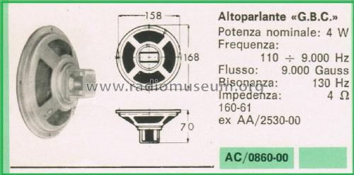 Altoparlante AC/0860-00 160-61; GBC; Milano (ID = 3097115) Speaker-P