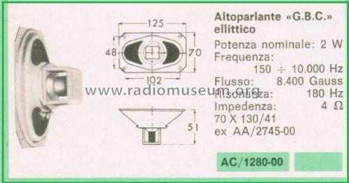 Altoparlante Ellittico AC/1280-00 70 X 130/41; GBC; Milano (ID = 3098694) Parleur