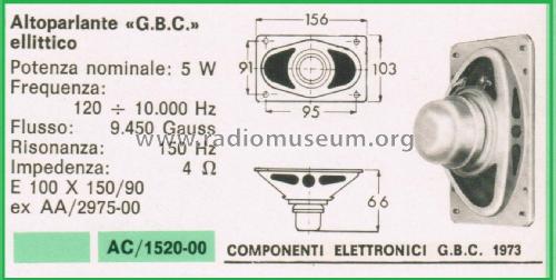 Altoparlante Ellittico AC/1520-00 E 100 X 150/90; GBC; Milano (ID = 3099474) Speaker-P