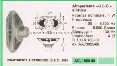 Altoparlante Ellittico AC/1550-00 R 100X180/61; GBC; Milano (ID = 3101427) Speaker-P