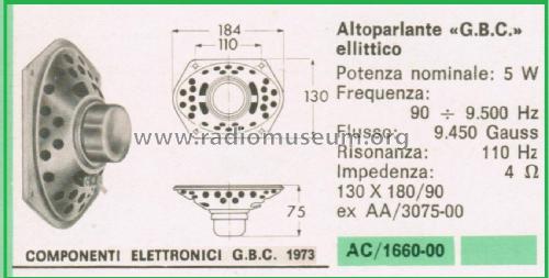 Altoparlante Ellittico AC/1660-00 130 X 180/90; GBC; Milano (ID = 3104041) Speaker-P