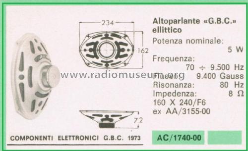 Altoparlante Ellittico AC/1740-00 160 X 240/F6; GBC; Milano (ID = 3104378) Speaker-P