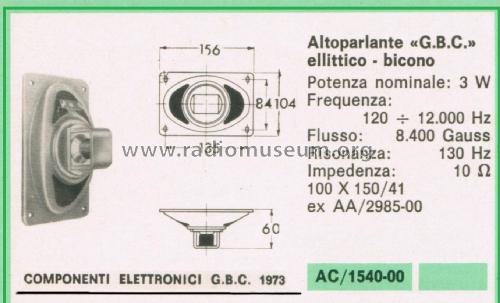 Altoparlante Ellittico Bicono AC/1540-00; GBC; Milano (ID = 3099522) Speaker-P