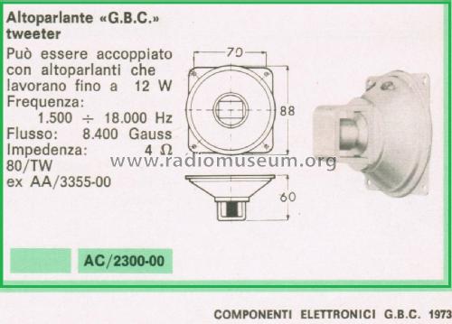 Altoparlante Tweeter AC/2300-00; GBC; Milano (ID = 3105427) Lautspr.-K