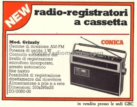 Conica - Radio-Registratore a Cassetta Grizzly; GBC; Milano (ID = 3080314) Radio