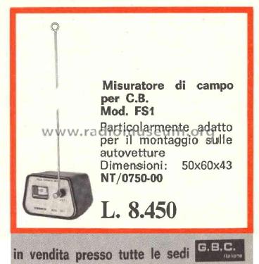 Misuratore di Campo per C.B. FS1; GBC; Milano (ID = 3080308) Equipment