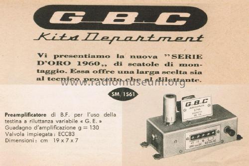 Preamplificatore Di B.F. SM/1561 Ampl/Mixer GBC; Milano |Radiomuseum.org