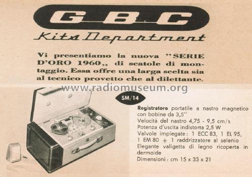 Registratore a Nastro SM/14; GBC; Milano (ID = 2864252) R-Player