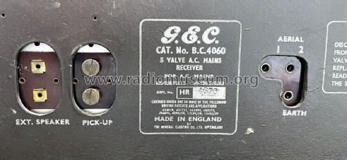 5 Valve AC Mains Receiver BC4060; GEC, General (ID = 3022049) Radio