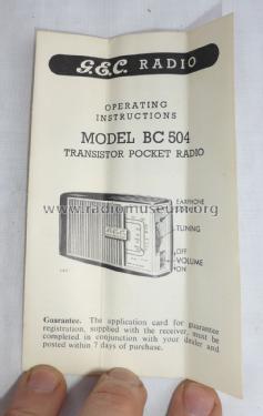 All Transistor BC504; GEC, General (ID = 2487156) Radio