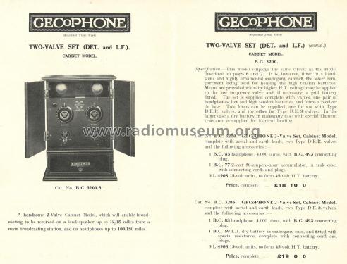 Gecophone Two-Valve Cabinet Set BC 3200; GEC, General (ID = 2078666) Radio