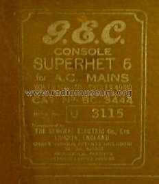 Superhet 5 BC3444; GEC, General (ID = 288106) Radio