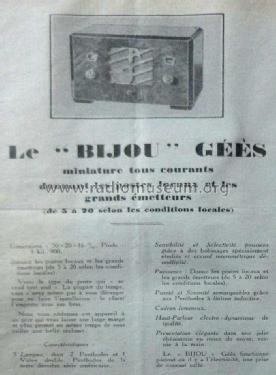 Bijou ; Géès-Radio GS; Paris (ID = 2649044) Radio