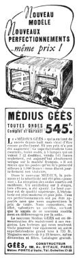 Médius Toutes Ondes ; Géès-Radio GS; Paris (ID = 2488527) Radio