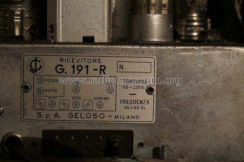 G191R; Geloso SA; Milano (ID = 1156855) Radio