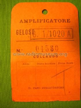 G1/1020A; Geloso SA; Milano (ID = 819525) Ampl/Mixer