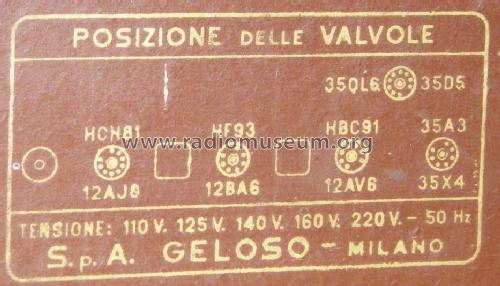 G-316-R; Geloso SA; Milano (ID = 566296) Radio