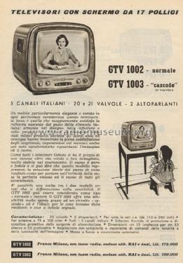 GTV1002; Geloso SA; Milano (ID = 924368) Televisore