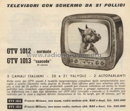 GTV1013 Ch= GTV958; Geloso SA; Milano (ID = 924371) Television