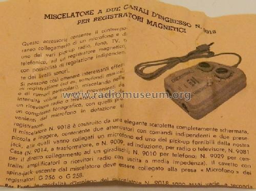 Miscelatore Per Registratori Magnetici A Due Canali D'Ingresso 9018; Geloso SA; Milano (ID = 1704951) Diverses