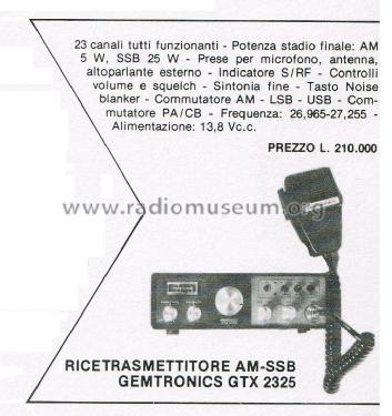 Transceiver AM-SSB GTX 2325; Gemtronics Brand (ID = 2821900) Citizen