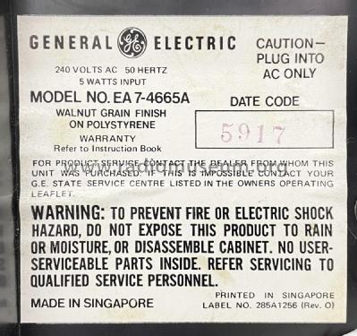 EA 7-4665A; General Electric- (ID = 2742744) Radio