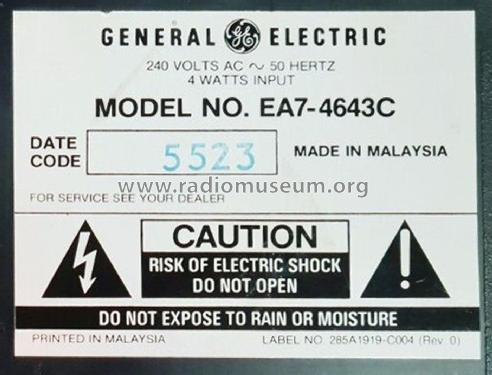 Electronic Digital EA7-4643C; General Electric- (ID = 2867326) Radio