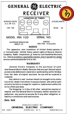 112 ; General Electric Co. (ID = 2779626) Radio