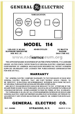 114 ; General Electric Co. (ID = 2779627) Radio